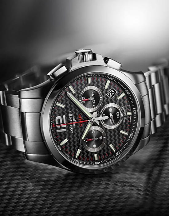 Longines Longines Conquest V.H.P. L3.717.2.66.6, conquest v.h.p. швейцария мужские часы на браслете сталь c pvd покрытием боковой вид